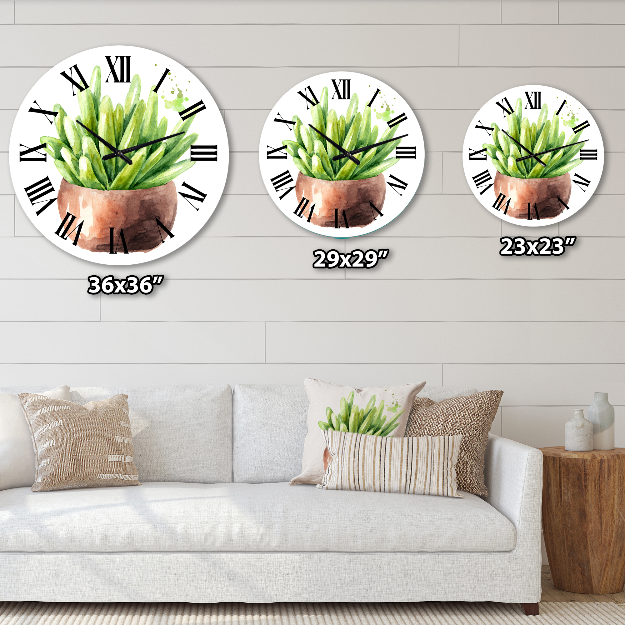 Designart 'Succulent Flower In Terracotta Pot I' Traditional Wall Clock
