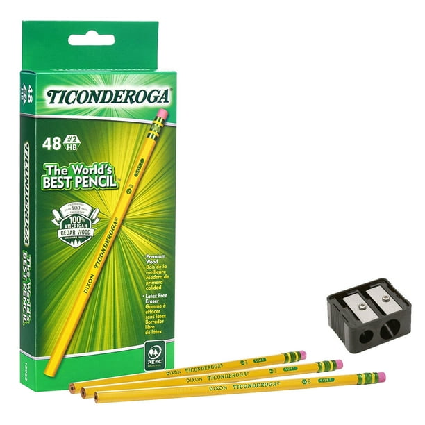 Ticonderoga Pencils 2 Soft Woodcased 48 Ct. Free Sharpener 1 Pack