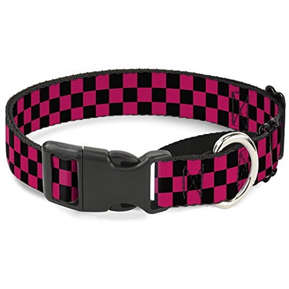 Buckle-Down Checker Black Neon Pink Martingale Dog Collar