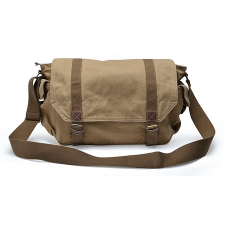 Gootium - Gootium Vintage Canvas Shoulder Bag Classic Messenger Bag Men’s Satchel Handbag, Khaki ...