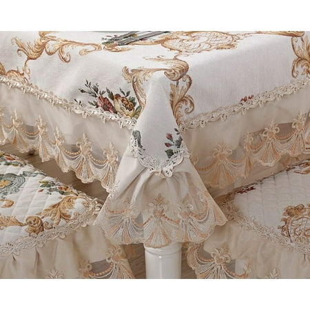 

UMMH Rose European Round Chenille Table Cloth Thicken Red Tablecloths Household Rectangular Tassel Cover Cloth Dustproof Custom