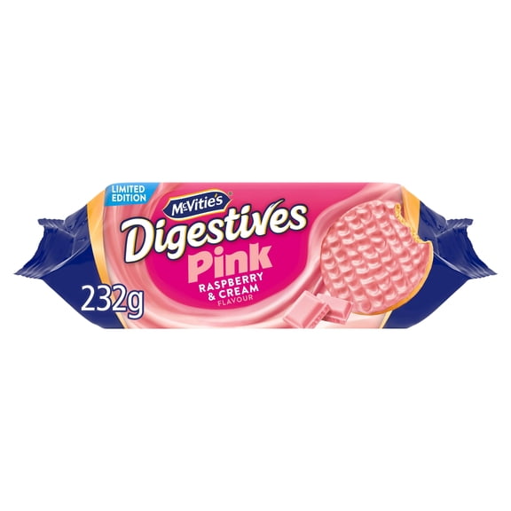 McVitie's Digestives Pink Raspberry & Cream 232g, Imported from Britain
