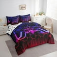 thumbnail image 3 of Castle Fairy Gradient Hexagon Gamer Bedding Comforter Set,Stripes King Bedding Sets, 3 of 8