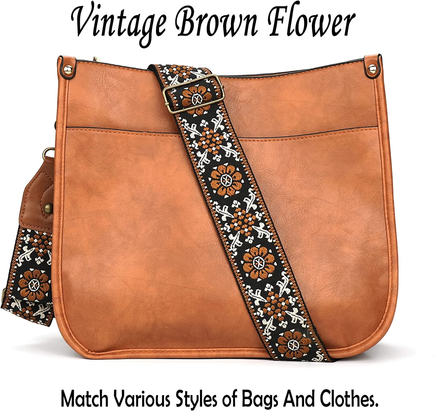 Wide Brown Crossbody Bag Strap Cotton, Leather Strap Replacement – Timeless  Vintage Company