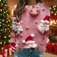 thumbnail image 6 of Bzhegqhd Women's T-shirts Christmas Print Sweatshirts Long Sleeve Round Neck Pullover Top No Hood Loose Fit Casual Fashion Blouse Plush Soft Fleece Fall Winter Tee, 6 of 8