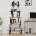 thumbnail image 6 of Senfot Tall Narrow 5-Tier Industrial Ladder Shelf, Wood & Metal Storage Organizer for Bedroom, Living Room - Grey, 6 of 6
