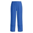 thumbnail image 7 of Costeam Womens Capri Pants Cotton Linen Blend Wide Leg with Side Pockets Mid Rise Relaxed Waist Lace Embroidery Split Cuff Cropped Trousers Lightweight Breathable Soft Casual Summer Bottoms, 7 of 7