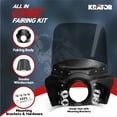 thumbnail image 2 of Krator Motorcycle Windshield & Fairing Complete Kit, Road Warrior Windshield, Compatible with Harley Davidson Dyna and Softail, Motorcycle Accessories, Glossy Black and Smoke Windscreen, 15" Height, 2 of 4