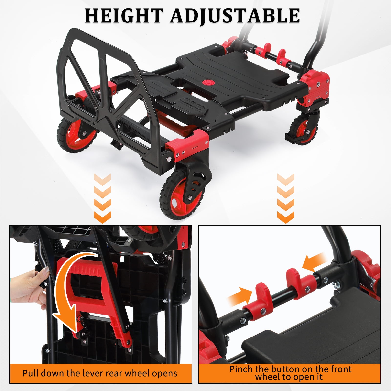 Ktaxon 2 in 1 Portable Hand Truck Hand Cart, Foldable Dolly, 330LB Capacity, with Retractable Handle