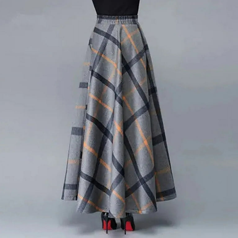 Long Plaid A-Line Wool Skirt 5403 Long Plaid A-Line Wool Skirt 5403