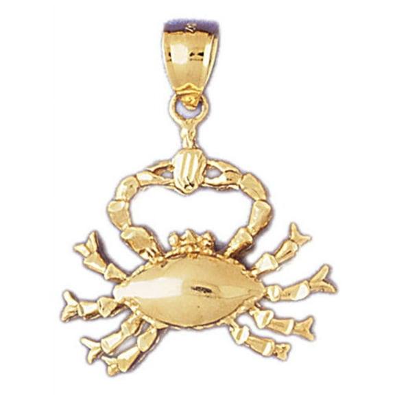 14K Yellow Gold Zodiac - Cancer Pendant - 33 mm