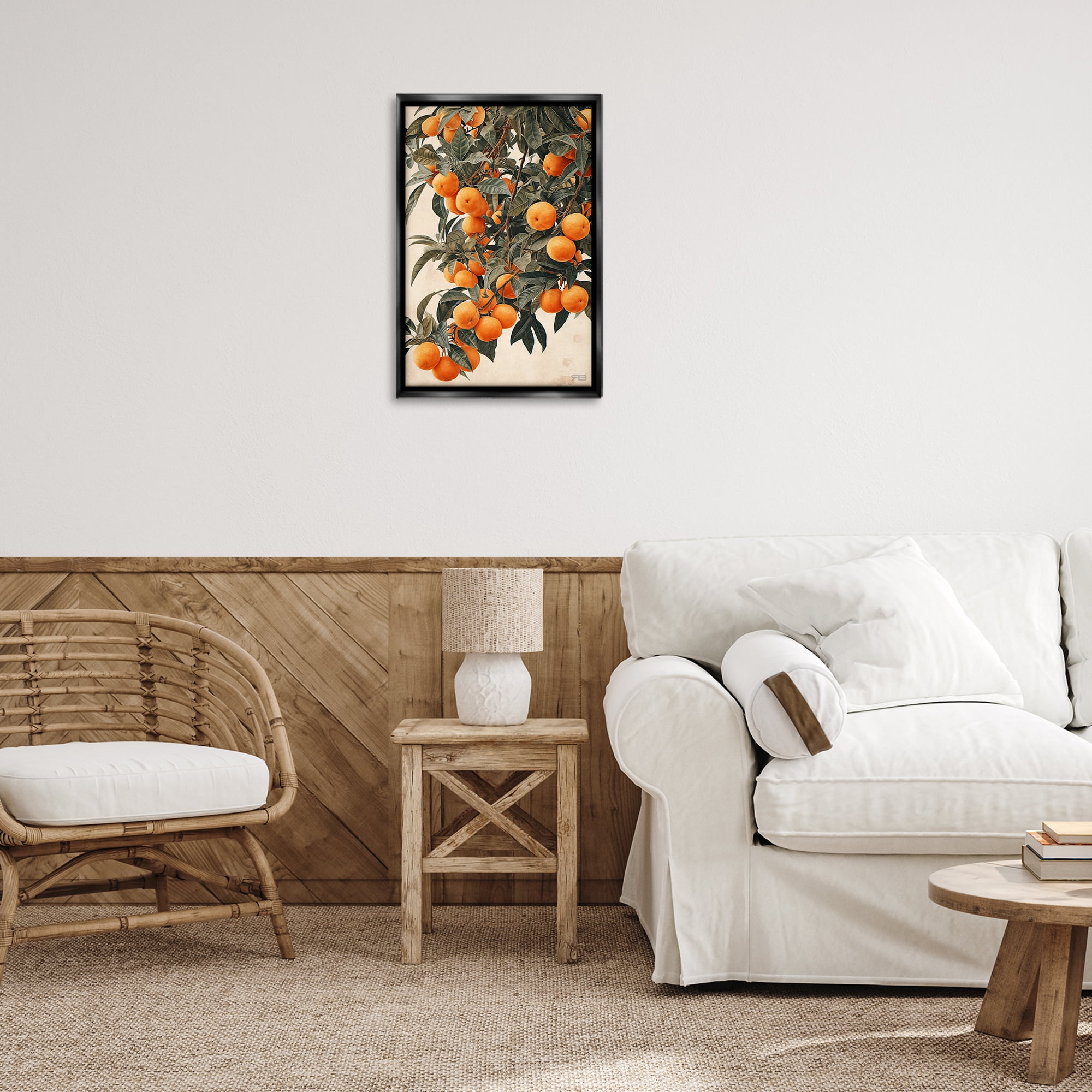 Stupell Industries Vibrant Orange Tree Blooms Food & Beverage Painting Black Floater Framed Canvas Art Print Wall Art, 17 x 25