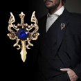 thumbnail image 2 of Retro Dragon Blade Brooch Men Animal Rhinestone Lapel Pin Suit Shirt Badge Jewelry Gift Accessories, 2 of 4