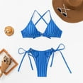 thumbnail image 5 of Bikini Sets For Women Two Piece String Lace Up Top Bottom Side Rope Tie Stripe Printing Swimsuits, 5 of 9