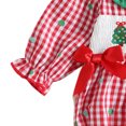 thumbnail image 6 of Pandaie Toddler Girls Christmas Gingham Long Sleeve Bubble Romper Plaid Bow Headband Winter Holiday Infant Outfit Set Red,6-12 Months, 6 of 7