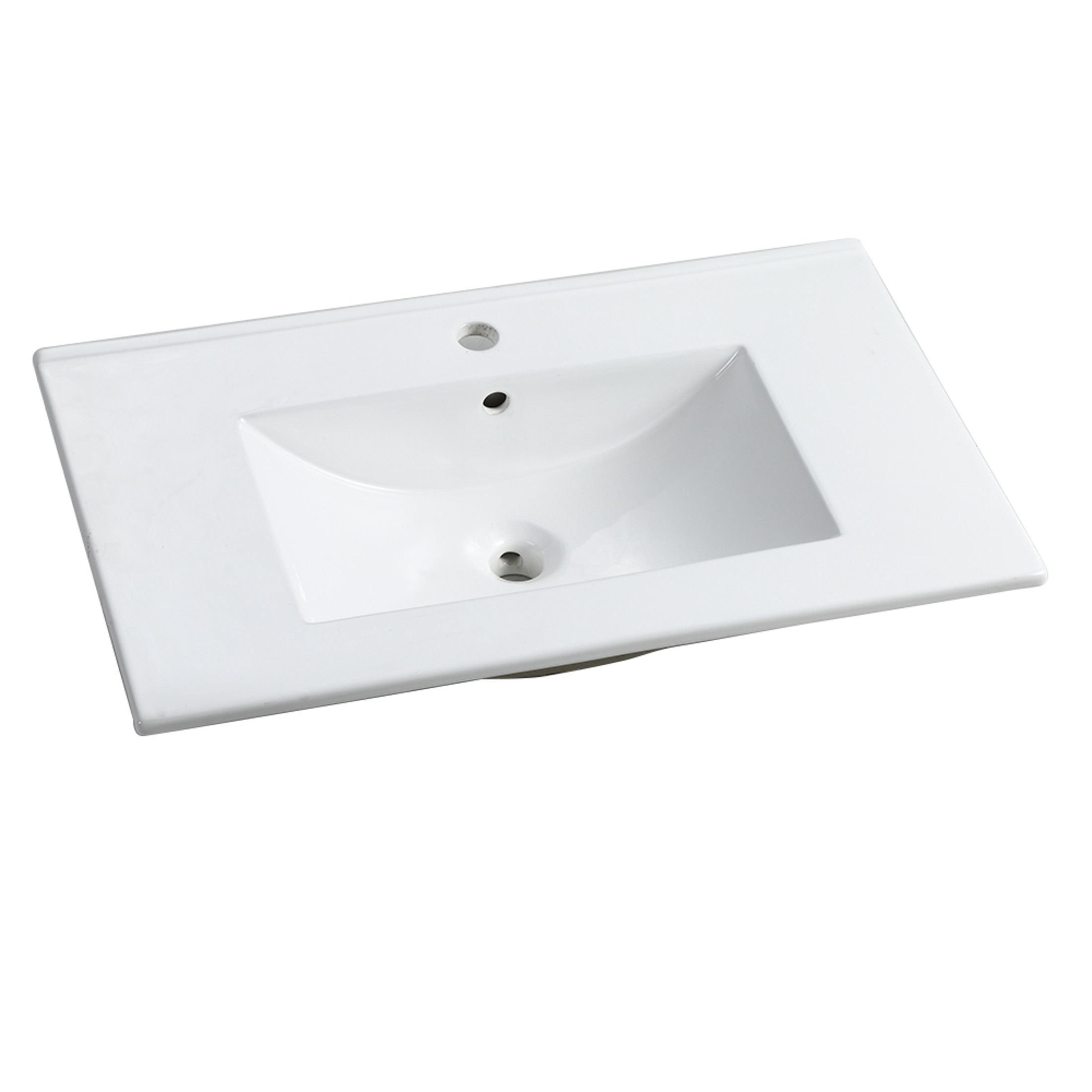 Noble House 30" Bathroom Vanity Top with Integrated Sink, Single Hole, Overflow, Easy-to-Clean Glaze, Glossy White
