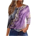 thumbnail image 5 of Vetsdori Womens Three Quarter Sleeve Tops Dressy Tunic Pullover Holiday,Graphic Plus Size Round Neck T-shirts for Junior Gift, 5 of 8