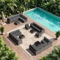 thumbnail image 3 of Patio Furniture Set - All-Weather - 7 Piece Patio Outdoor Conversation Set, Modular Wicker Rattan Sectional Sofa for Backyard, Garden, Poolside, Balcony, Porch, Patio, Brown/Dark Gray, 3 of 8