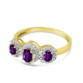 thumbnail image 3 of 10k Yellow Gold Oval Amethyst And Diamond Three Stone Ring, 3 of 6