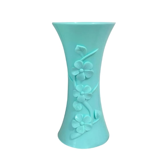 ACDANC Plastic Embossment Vase Flower Arrangement Pot Container Home Office Table Decor (Light Blue)