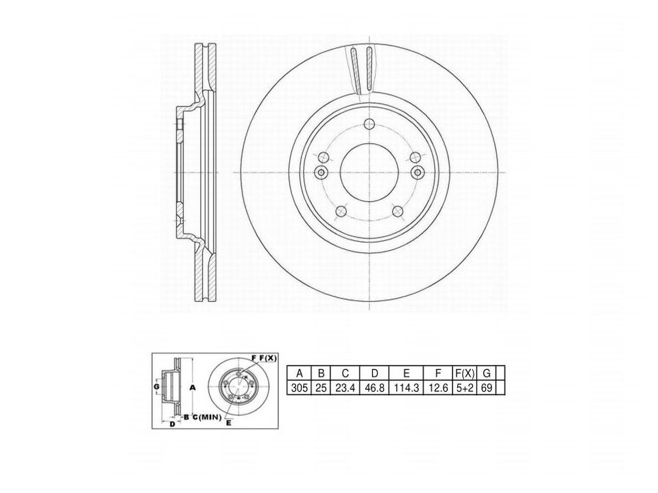 UltraHC Coated High Carbon Brake Rotor, Front UR005048, Hyundai Sonata 2019-2015