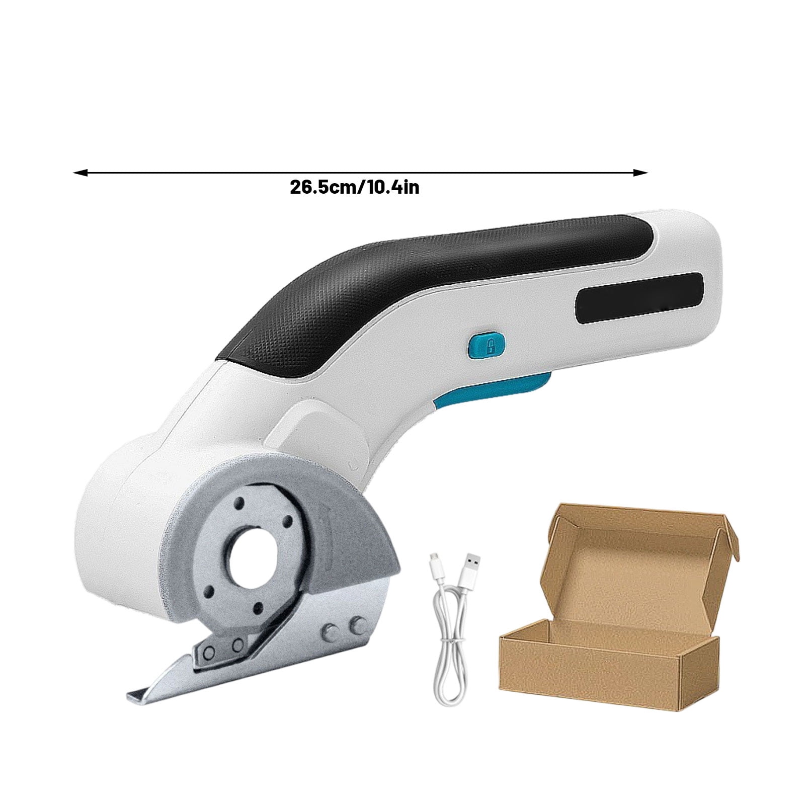 Electric Box Cutter, Cordless Electric Scissors With Safety Lock, USB Rechargeable Cardboard Cutter for Packages Leather Plastic（White）