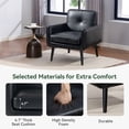 thumbnail image 4 of Upholstered Accent Chair Set of 2, Mid Century Modern PU Leather Armchair, Comfy Living Room Reading Chair with Thick Cushion for Bedroom Home Office (Black), 4 of 10