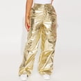 thumbnail image 1 of Pantalones casuales de mujer de colores brillantes con cremalleras de cuero elástico y bridas., 1 of 6