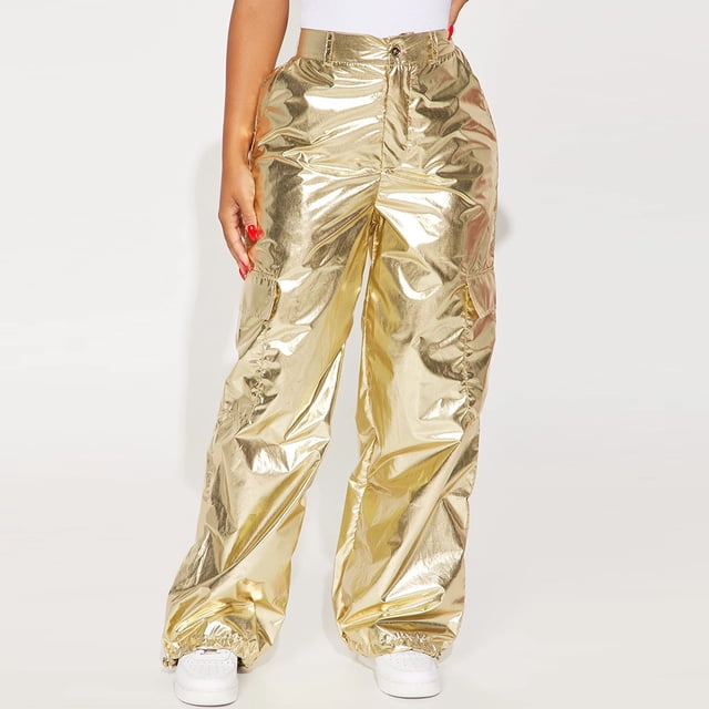 Pantalones casuales de mujer de colores brillantes con cremalleras de cuero elástico y bridas.