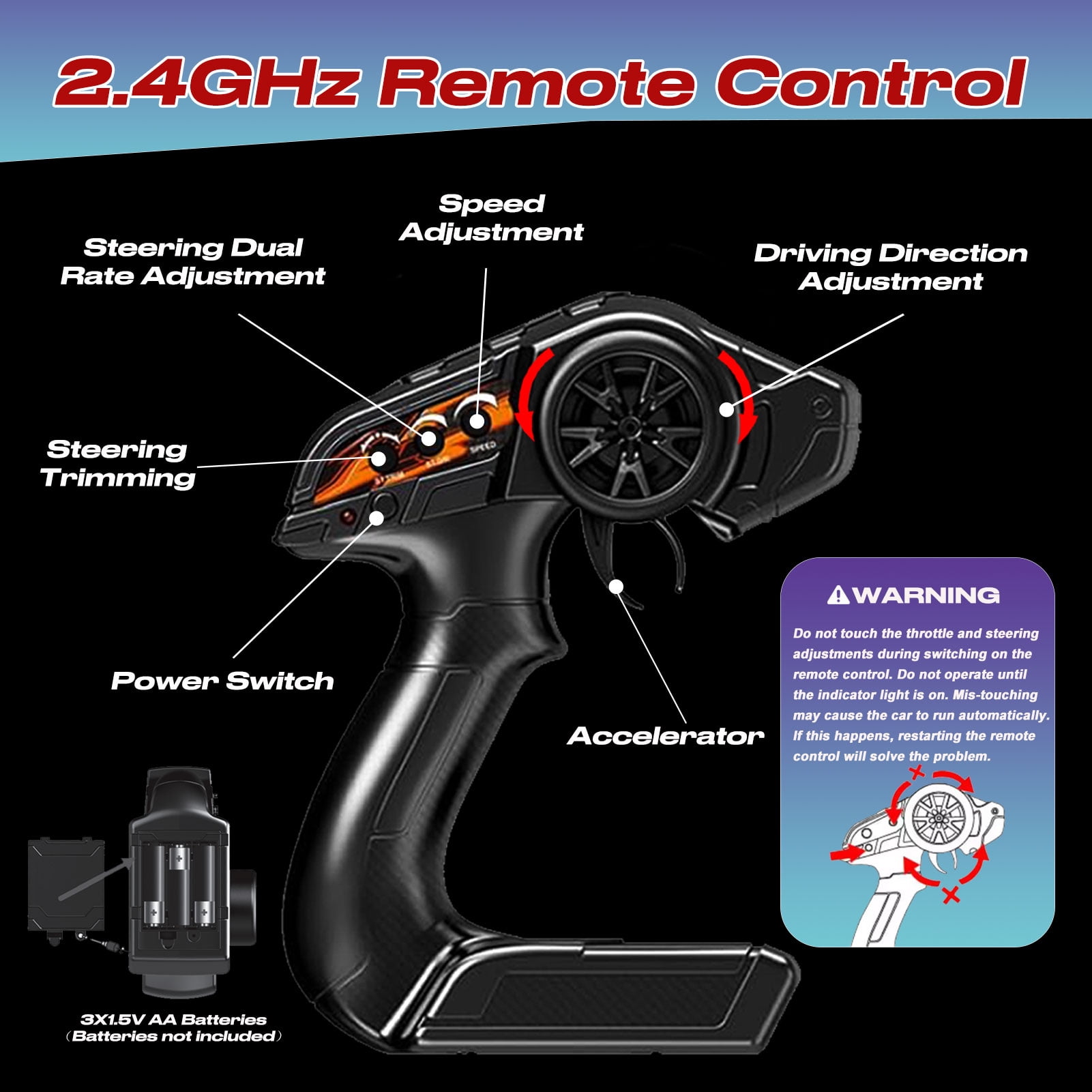 1:8 All Terrain High Speed Off Road RC Cars For Adult, 45KM/H Racing Drifting Climbing Truck, 2.4Ghz Remote Control, LED Lights, 2 Rechargeable 2600mAh Batteries