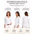 thumbnail image 3 of QUALFORT Sweaters for Women, Lightweight V Neck Long Sleeve Pullover Sweater, Soft Knit Women's Sweater Top, White L, 3 of 7
