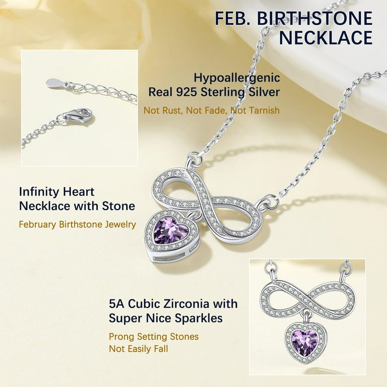 Suplight Necklaces for Women, 925 Sterling Silver Infinity Heart
