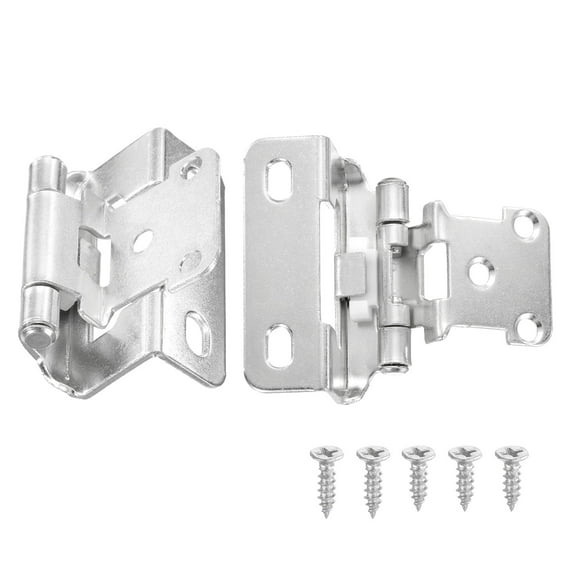 Uxcell 20 Pcs Cabinet Hinges for Kitchen Cabinet Door, 1/2" Overlay Partial Wrap Kitchen Cabinet Hinges, Silver