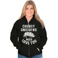thumbnail image 4 of Chubby Unicorns Need Love Too Rhino Zip Hoodie Sweatshirt Women Brisco Brands S, 4 of 6