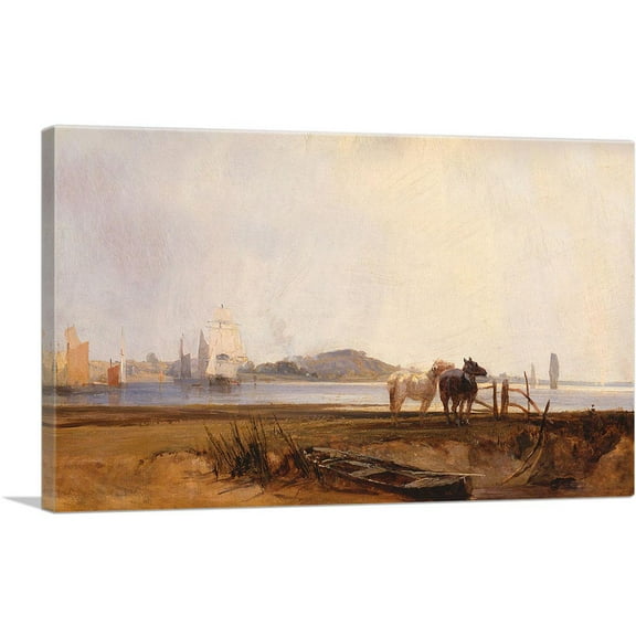 ARTCANVAS Landscape Near Quilleboeuf France Canvas Art Print by Richard Parkes Bonington - Size: 26" x 18" (0.75" Deep)