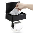 thumbnail image 1 of Portarrollos de papel higiénico de metal con dispensador de toallitas desechables, soporte para papel higiénico de baño con estante, soporte para papel higiénico de pared, 1 of 8
