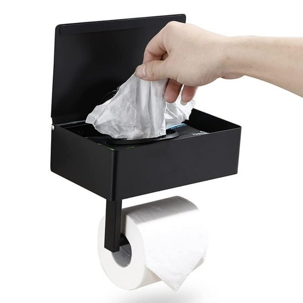 Porte-papier toilette sur pied avec compartiment de rangement en