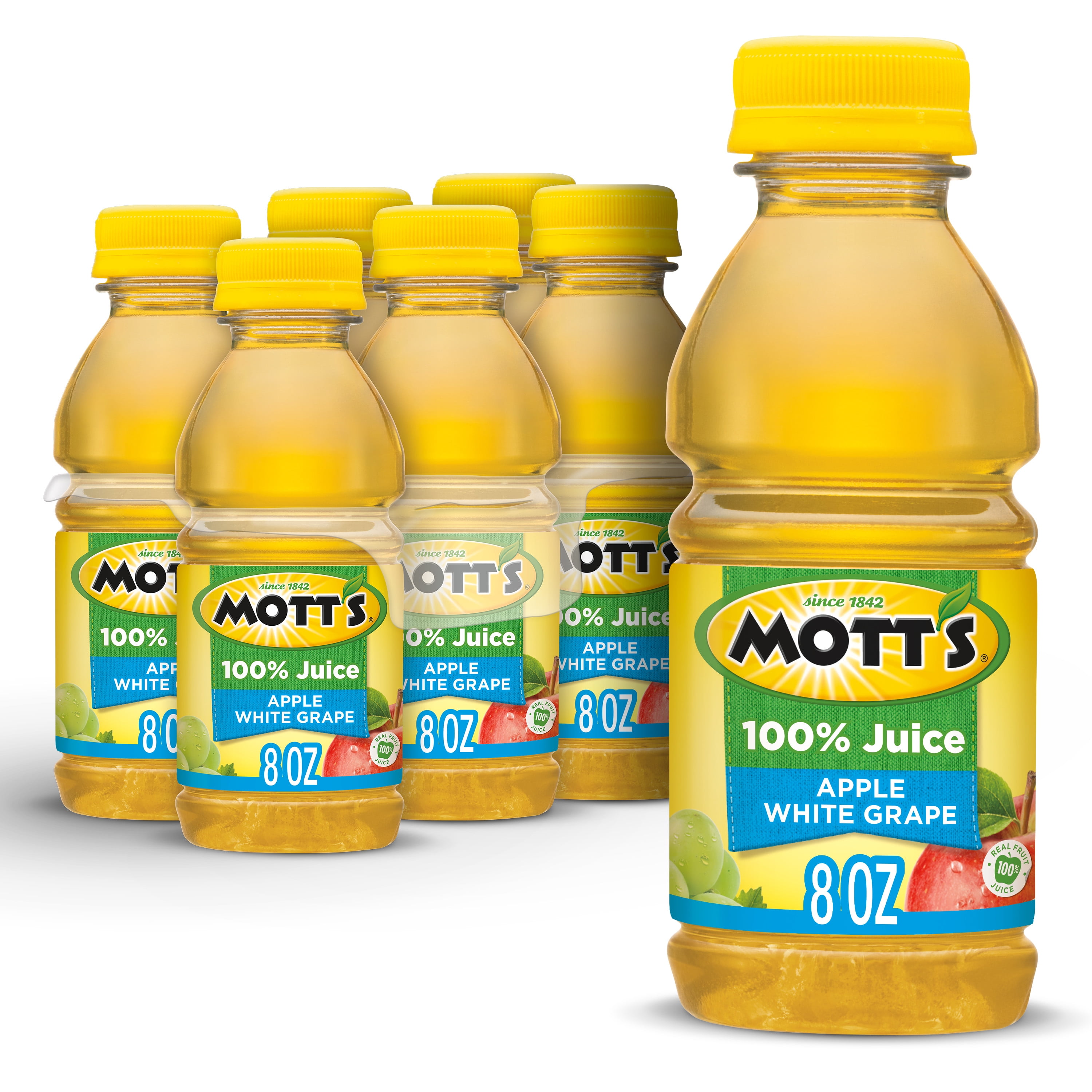 Mott's 100% Apple White Grape Juice, 8 fl oz bottles, 6 pack