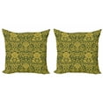 thumbnail image 1 of Ambesonne Floral Throw Pillow Cover 2 Pack, Baroque Flowers Motif, 24", Green Earth Yellow, 1 of 2
