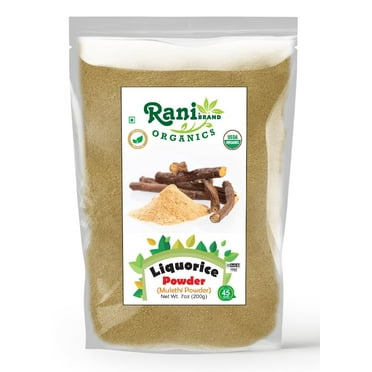 Rani Organic Liquorice Powder (Mulethi Powder) 7oz (200g) ~ All Natural | No Color | Gluten Friendly | Vegan | Non-GMO | Kosher | No Salt or fillers | Indian Origin | USDA Organic Certified