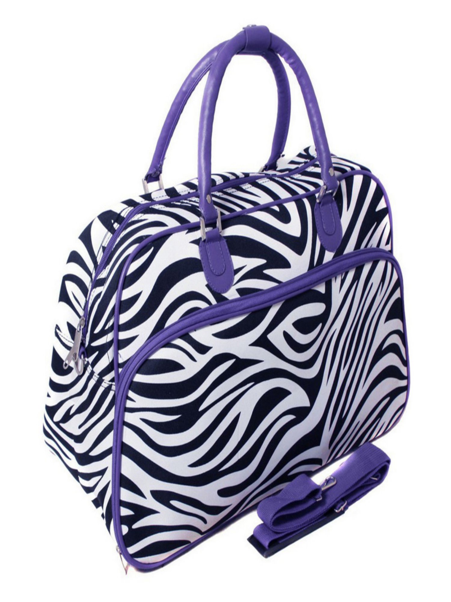 World Traveler 21inch Carryon Duffel Bag Dark Purple Trim Zebra