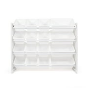 Humble Crew Storage Organizer with 16 Plastic Bins for Kids & Toddlers, White