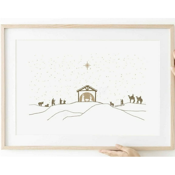 Modern Nativity, Birth Of Christian Modern Bible Art, Bible Sketch, Advent Decor, Emmanuel Christ Art Wall Art, Modern Wall Decor, 8x12 UNFRAMED