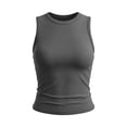 thumbnail image 5 of ClodeEU Women's Crewneck Sleeveless Cinched Waist Tank Top,Casual Solid Color Slim Fit Top Gray,Women's Plus XL, 5 of 8