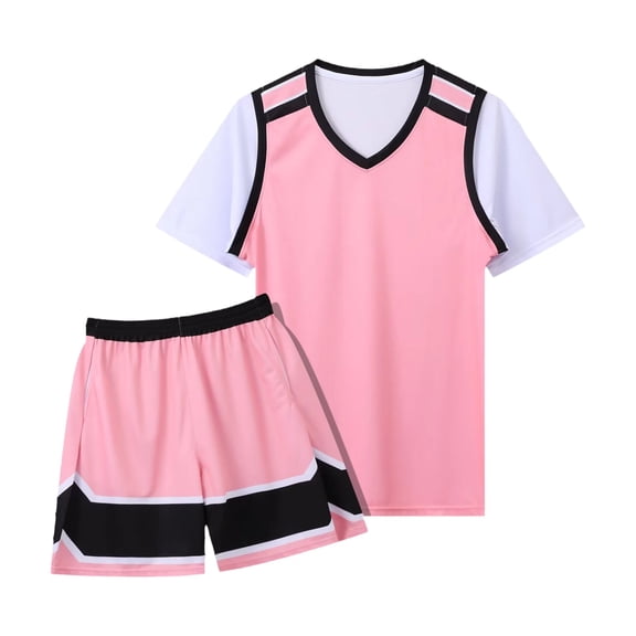 Gyexs Girls Clothing Sets School Uniform Sets Basketball Sportswear Clothing Back to School Basketball Football Pink 13-14 Years