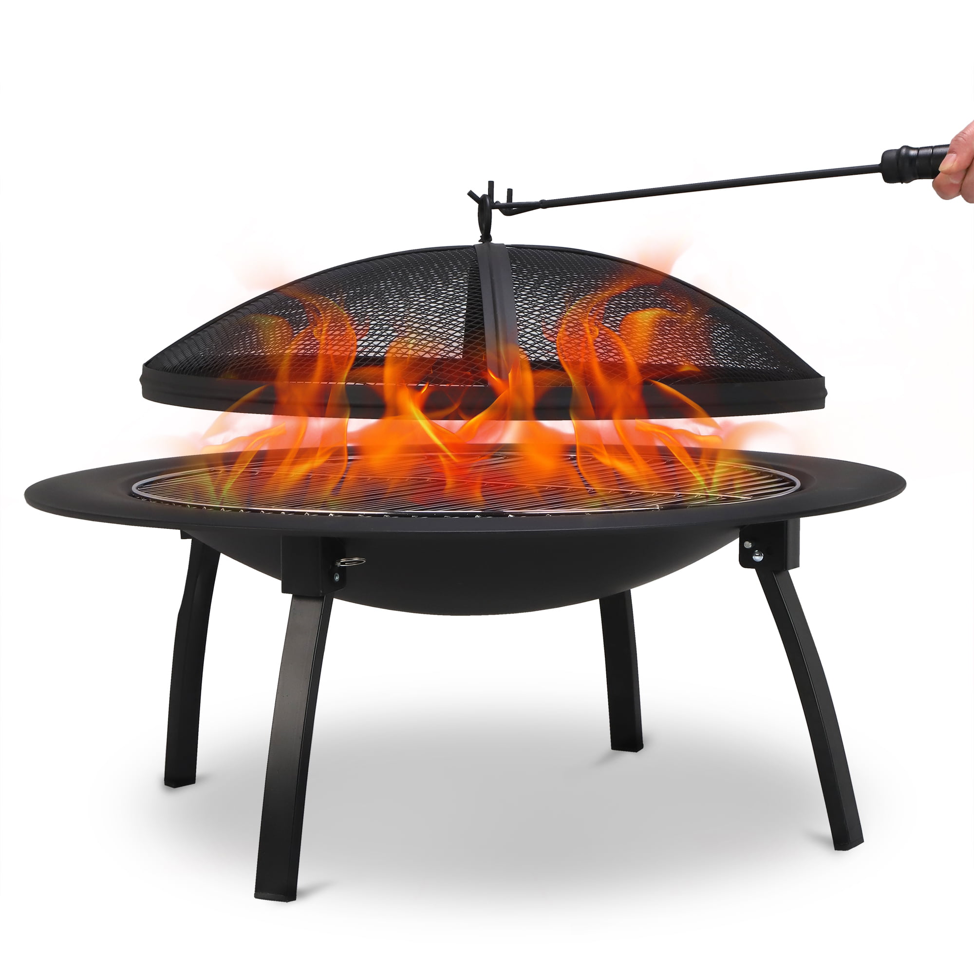 Details about   22"Four Feet Fire Pit Wood Burning Backyard Poolside Iron Brazier Outdoor Heater 