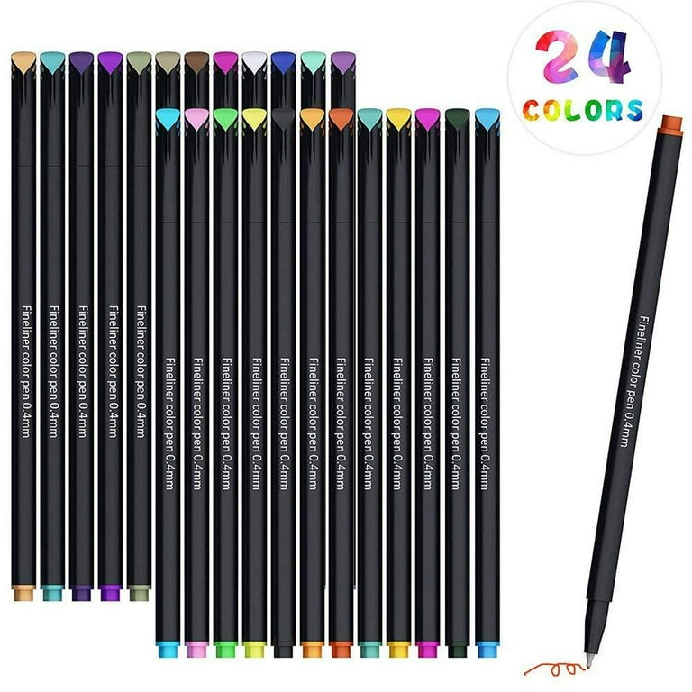 Taotree 24 Fineliner Color Pens, Fine Line Colored Sketch Writing