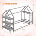 thumbnail image 3 of Costway Twin Size House Bed Montessori Floor Bed with Detachable Storage Shelves Gray, 3 of 10