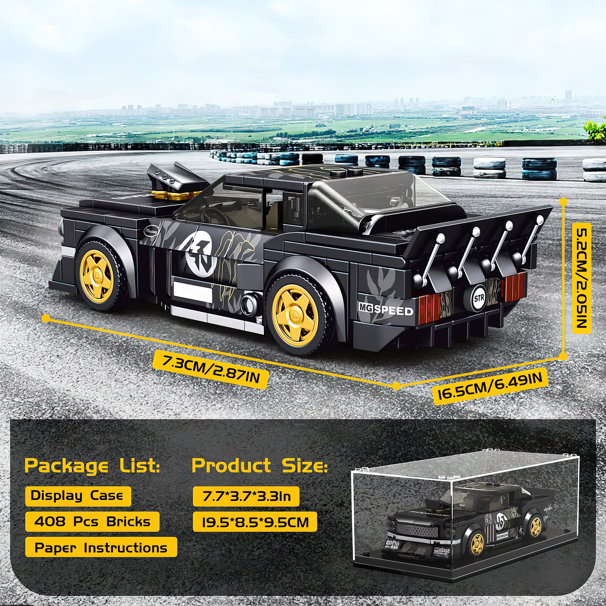 HI-Reeke Car Building Block Set Speed Champions MUSTANG Toy Building Kit  Gift for Kid Adult Black