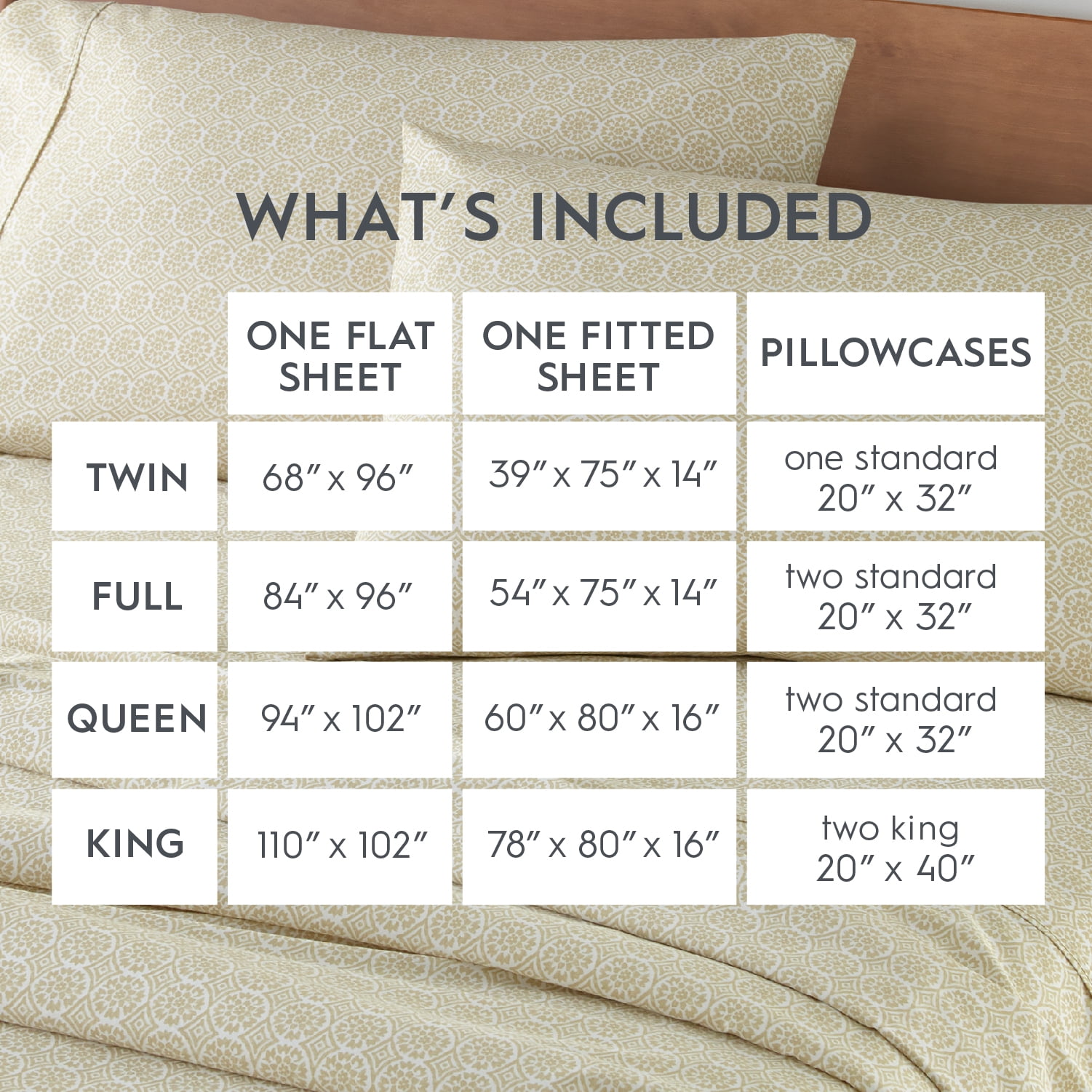 Better Homes & Gardens 4-Piece 300 Thread Count Suzani Almond Biscuit Cotton Sateen Bed Sheet Set, Queen
